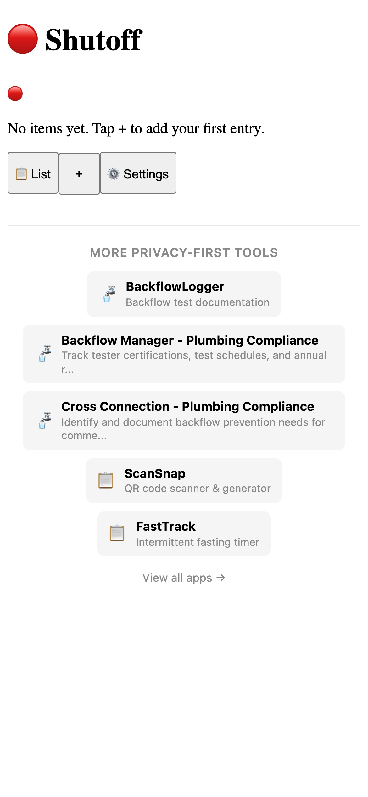 Shutoff Locator - Plumbing Compliance Pro main interface